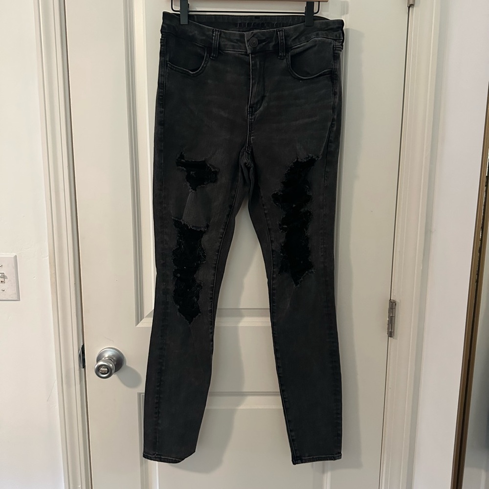 AE FOREVER SOFT RIPPED LOW-RISE JEGGING